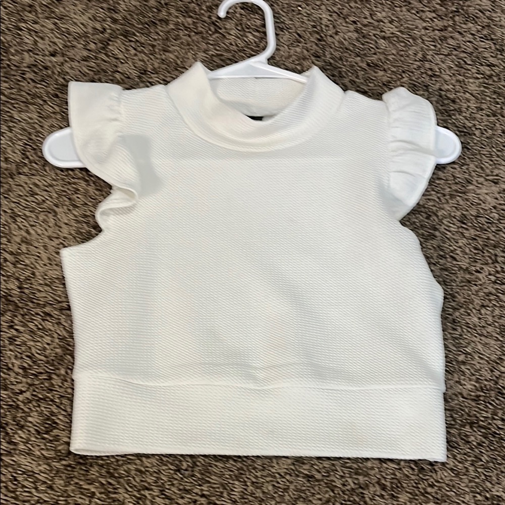 White Ruffled  Top